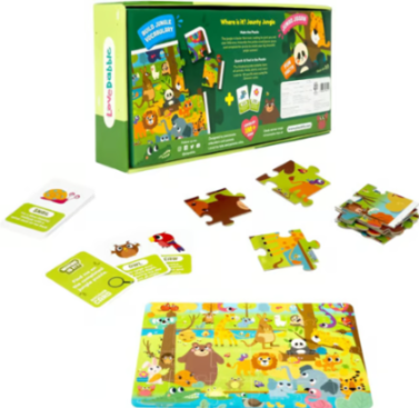 JUNGLE 24 PC PUZZLE WITH CARDS