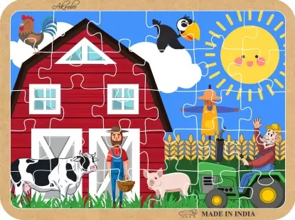 WOODEN JIGSAW PUZZLE FARM ANIMAL