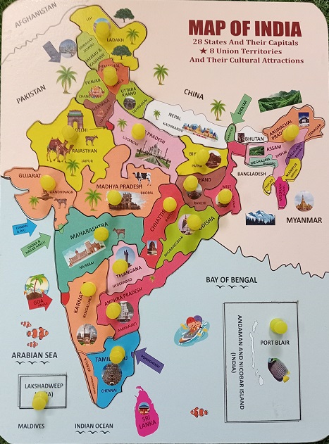 WOODEN MAP OF INDIA