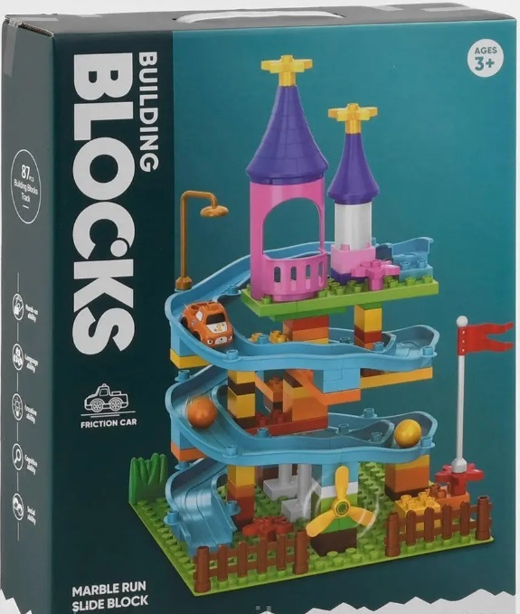 BUILDING BLOCKS MARBLE RUN SLIDE