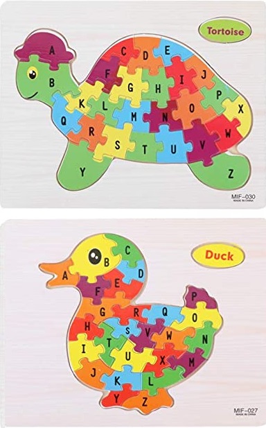 WOODEN ALPHABET DUCK & TORTOISE