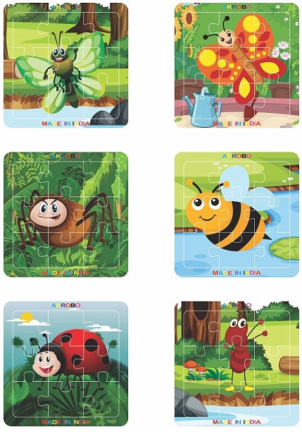 WOODEN 6 LEARNING JIGSAW PUZZLE INSECTS