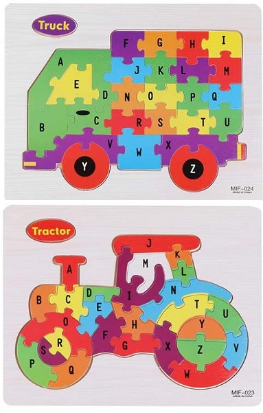 WOODEN ALPHABET TRACTOR,TRUCK