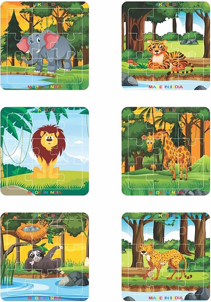 WOODEN 6 LEARNING JIGSAW WILD ANIMAL