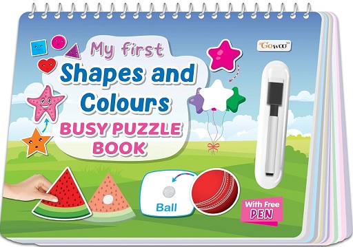 MY FIRST SHAPES AND COLOURS BUSY PUZZLE BOOK with velcro