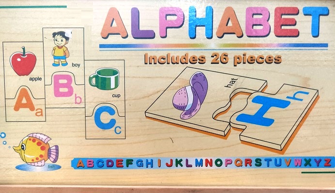 WOODEN ALPHABET TWO PIECE PUZZLE