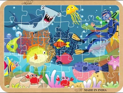 WOODEN JIGSAW PUZZLE AQUATIC LIFE