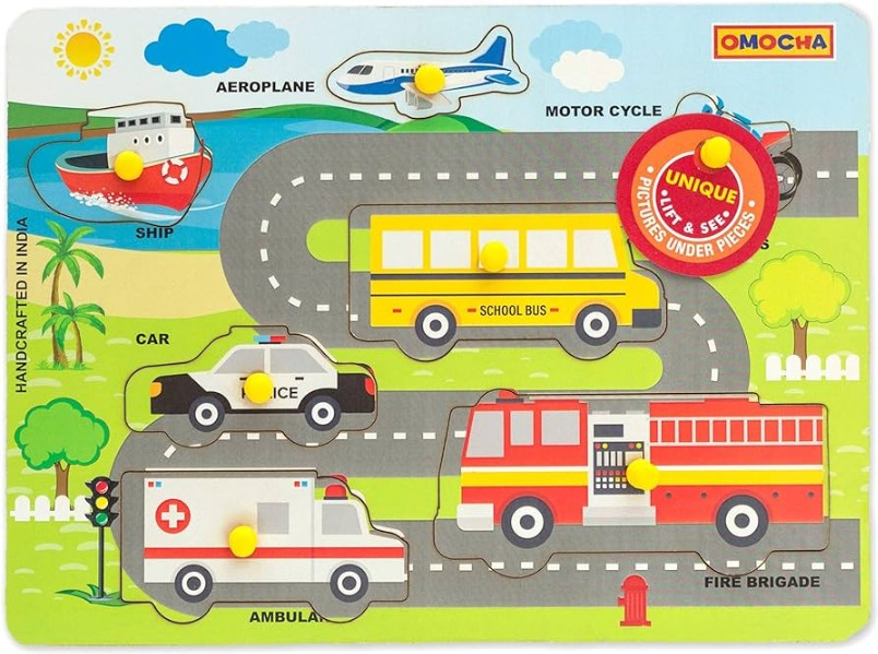 TRANSPORT PUZZLE WITH PEG WOODEN