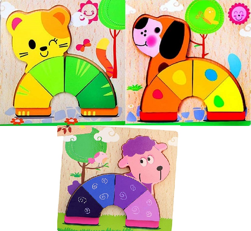 WOODEN 3D PUZZLE FUN DOG,CAT,SHEEP