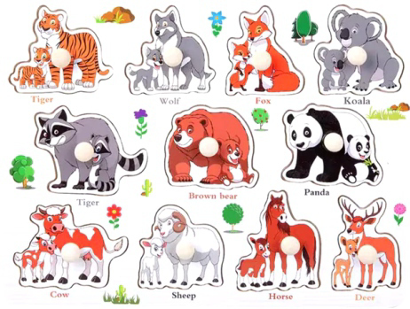 WOODEN PUZZLE ANIMALS & BABIES