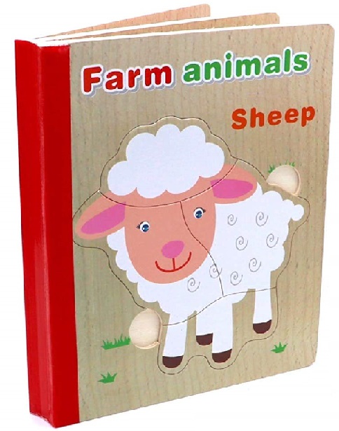 WOODEN BOOK PUZZLE FARM ANIMALS