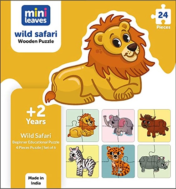 MINI LEAVES 4 PIECE PUZZLE WILD SAFARI