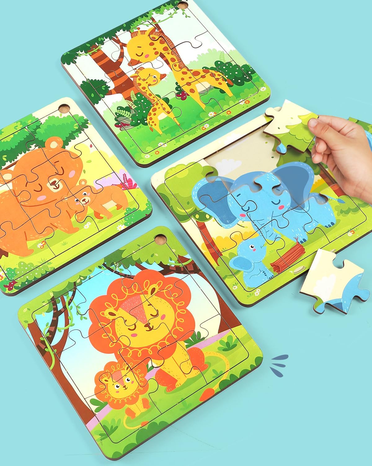 JUNGLE 9 PC PUZZLE WITH 4 SHEETS