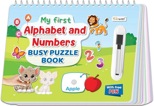 MY FIRST ALPHABET AND NUMBERS BUSY PUZZLE BOOK with velcro