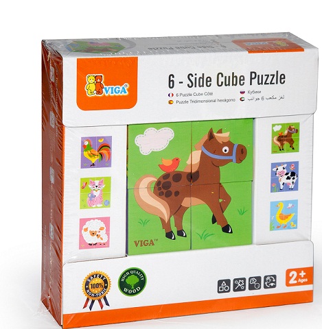 6 SIDE CUBE PUZZLE farm animal