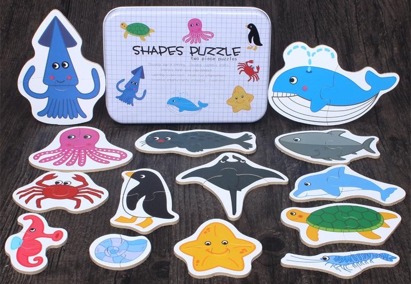 SHAPES PUZZLE two piece puzzles sea animals