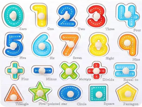 WOODEN PUZZLE NUMBERS & SHAPES