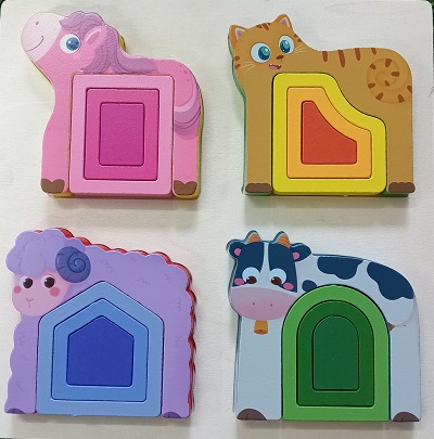 WOODEN PUZZLE FARM ANIMALS AND SHAPES