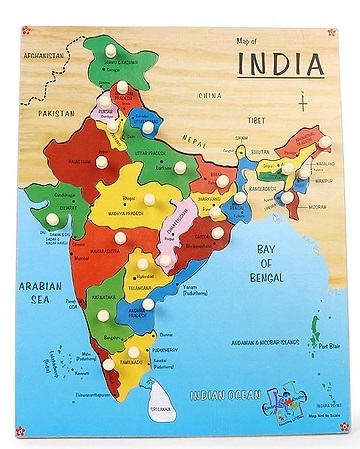 MAP OF INDIA wooden