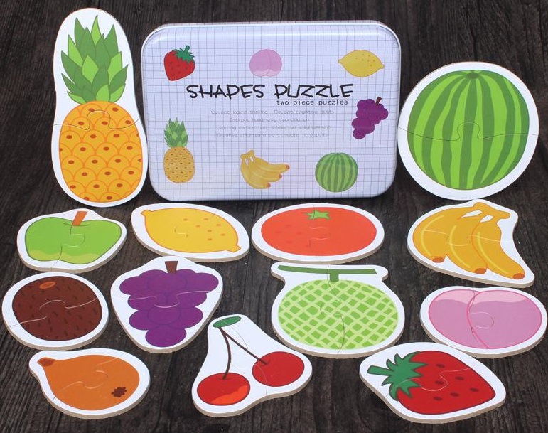 SHAPES PUZZLE two piece puzzles fruits